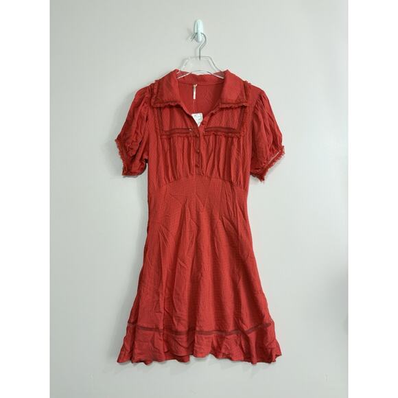 Free People Warm Glow Mini Dress In Cherry Crush Size Medium - Picture 2 of 7